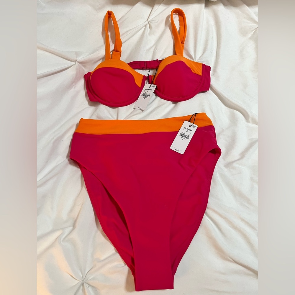 Express bikini. Never worn. New with tags. Orange and Fuchsia.